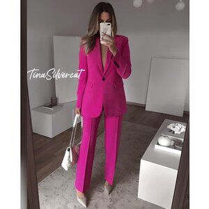 BLOGGER'S FAVE! Zara Full Length Pants Fuchsia NWT